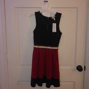 Red and black ladies cocktail dress.